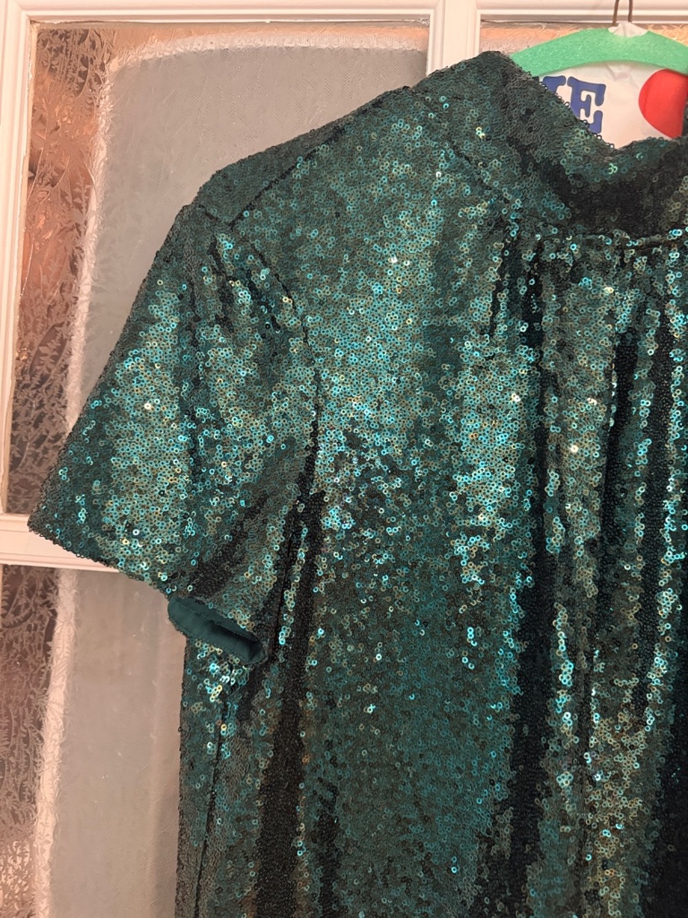 STAUD Emerald Green Sequin Dress with Tie Detail - Picture 2 of 5